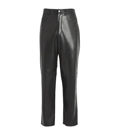 Nanushka Faux Leather Straight-leg Trousers In Black