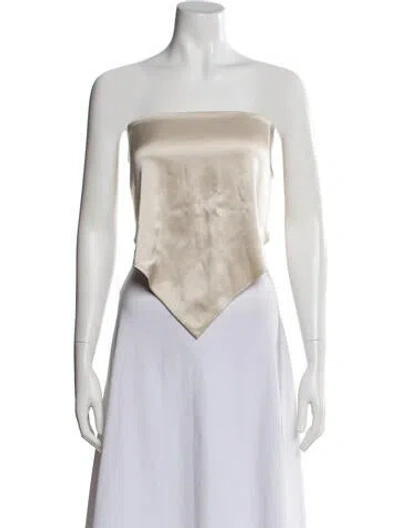 Pre-owned Nanushka Faux Leather Strapless Top In Neutral