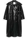 Nanushka Faux-leather Trench Coat In Black