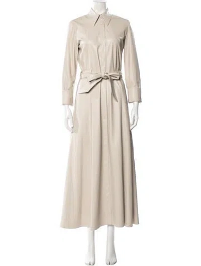 Pre-owned Nanushka Faux Leather Trench Coat In Neutral
