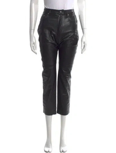 Pre-owned Nanushka Faux Leather Wide Leg Pants In Black