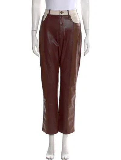 Pre-owned Nanushka Faux Leather Wide Leg Pants In Blue