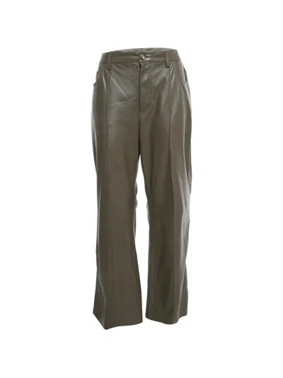Pre-owned Nanushka Faux-leather Wide-leg Trousers In Brown