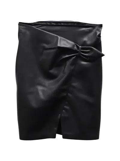 Pre-owned Nanushka Faux-leather Wrap Skirt In Black