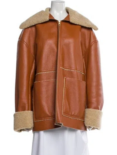 Pre-owned Nanushka Faux Shearling Coat In Orange