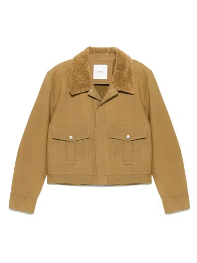 Nanushka Faux Shearling-collar Overshirt In Neutral