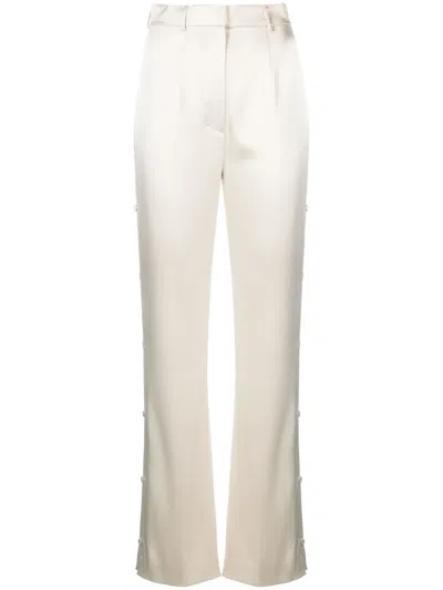 Nanushka Felina Side-button Satin Pants In Neutrals