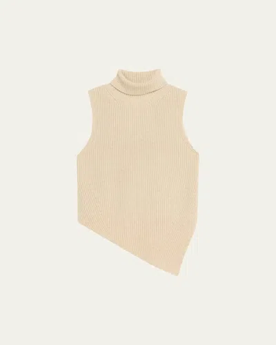Nanushka Fennec Sleeveless Asymmetric Turtleneck Sweater In Neutral