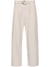 Nanushka Ferre Pinstriped Belted Trousers In Brown