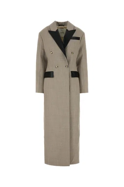 Nanushka Twill Ferris Coat Lapels Double-breasted Design Pockets Length In Multi