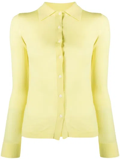 Nanushka Fine-knit Long-sleeve Shirt In Yellow