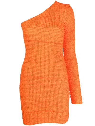 Nanushka Fitted One-sleeve Mini Dress In Orange