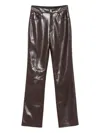 Nanushka Five-pocket Faux-leather Trousers In Brown