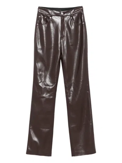 Nanushka Five-pocket Faux-leather Trousers In Brown