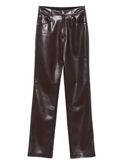 Nanushka Five-pocket Leather Trousers In Brown