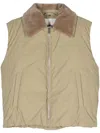 Nanushka Fleece-collar Padded Gilet In Neutrals