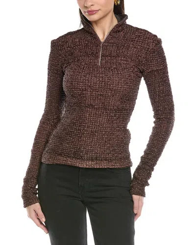 Nanushka Flora Fitted Turtleneck Top In Burgundy