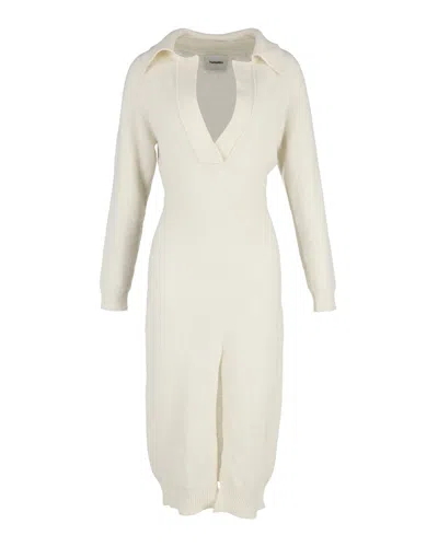 Nanushka Flora Knit Midi Dress In Cream Acrylic Wool In White