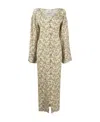 Nanushka Floral-print Button-down Maxi Dress In Nude