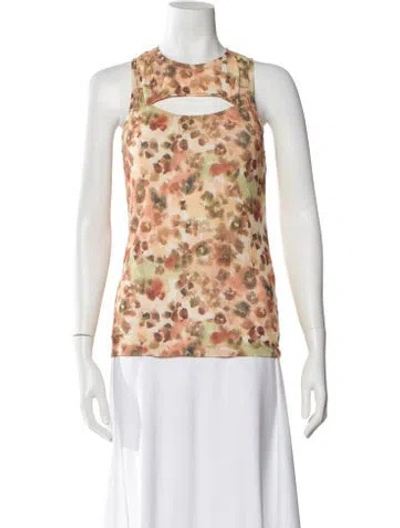 Pre-owned Nanushka Floral Print Crew Neck Top In Brown