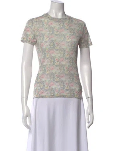 Pre-owned Nanushka Floral Print Crew Neck T-shirt In Gray