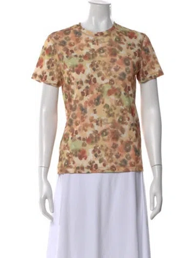 Pre-owned Nanushka Floral Print Crew Neck T-shirt In Neutral