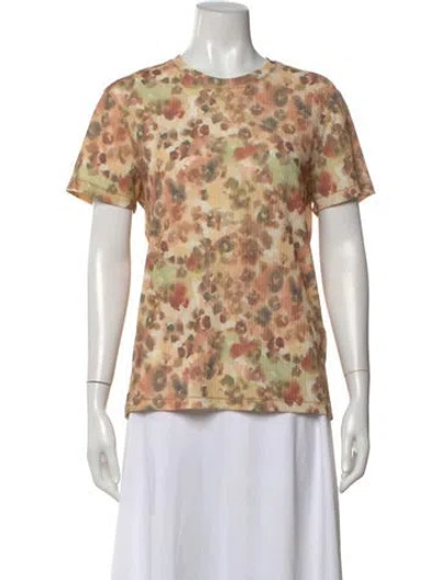 Pre-owned Nanushka Floral Print Crew Neck T-shirt In Neutral