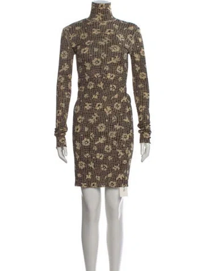 Pre-owned Nanushka Floral Print Knee-length Dress In Brown