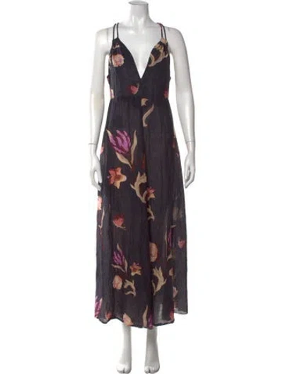 Pre-owned Nanushka Floral Print Long Dress In Blue