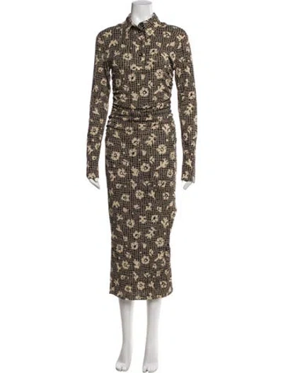 Pre-owned Nanushka Floral Print Long Dress In Brown