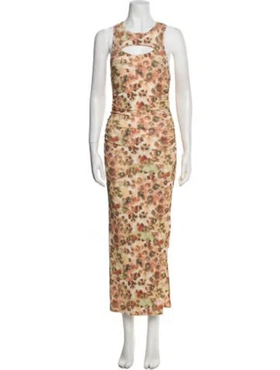 Pre-owned Nanushka Floral Print Long Dress In Multi