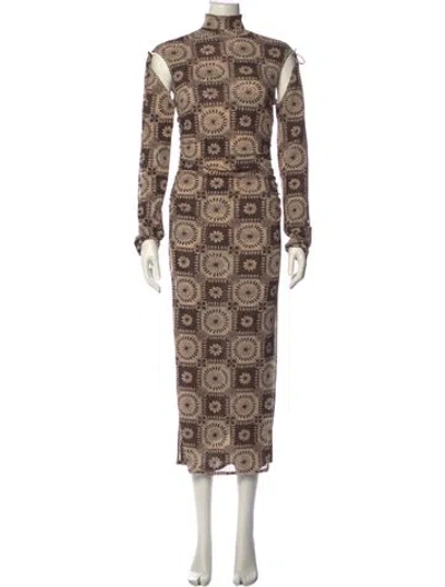 Pre-owned Nanushka Floral Print Long Dress In Neutral