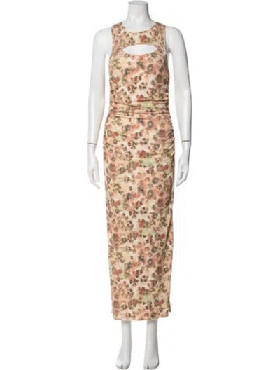 Pre-owned Nanushka Floral Print Long Dress In Neutrals