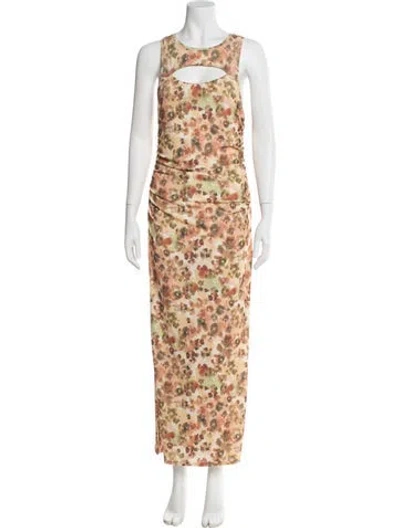Pre-owned Nanushka Floral Print Long Dress W/ Tags In Orange