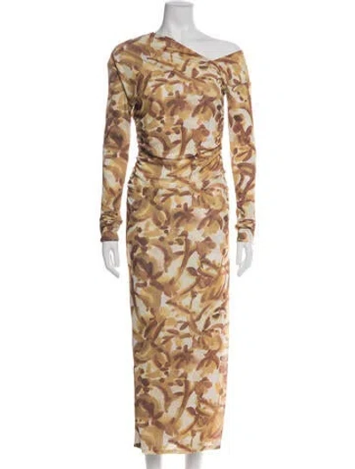 Pre-owned Nanushka Floral Print Long Dress In Yellow