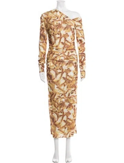 Pre-owned Nanushka Floral Print Long Dress In Yellow