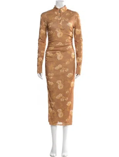 Pre-owned Nanushka Floral Print Long Dress In Yellow