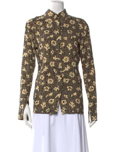 Pre-owned Nanushka Floral Print Long Sleeve Blouse In Neutral