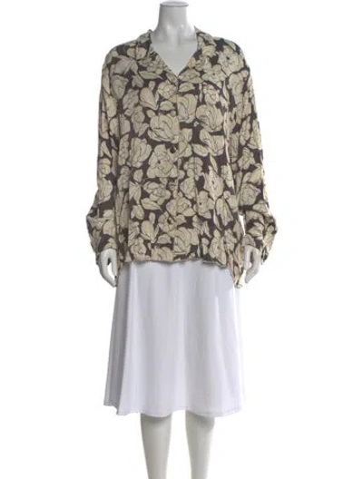 Pre-owned Nanushka Floral Print Long Sleeve Blouse In Neutral
