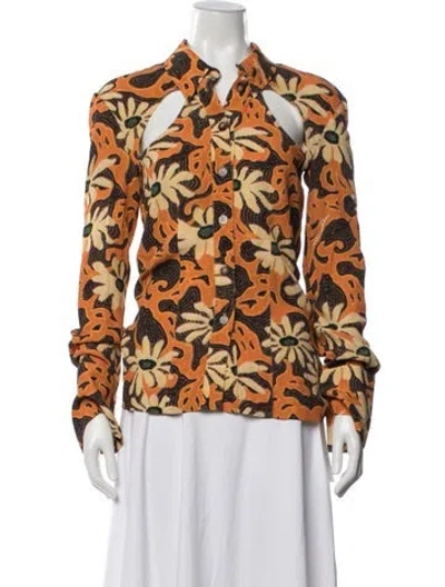 Pre-owned Nanushka Floral Print Long Sleeve Button-up Top W/ Tags In Multi