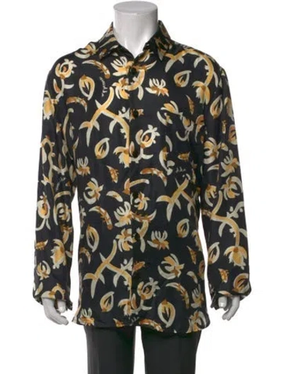 Pre-owned Nanushka Floral Print Long Sleeve Shirt In Black