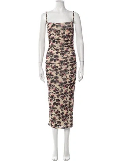 Pre-owned Nanushka Floral Print Midi Length Dress In Neutrals