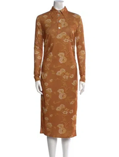 Pre-owned Nanushka Floral Print Midi Length Dress In Yellow