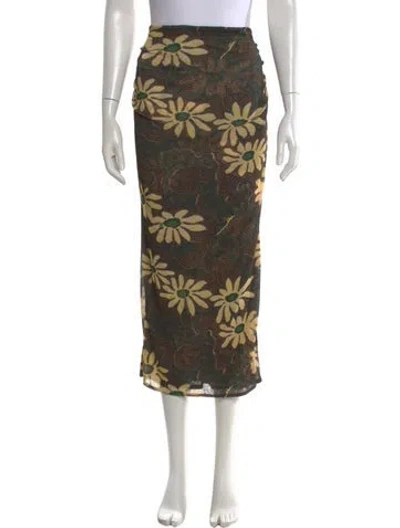 Pre-owned Nanushka Floral Print Midi Length Skirt In Brown