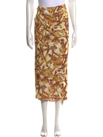 Pre-owned Nanushka Floral Print Midi Length Skirt In Yellow