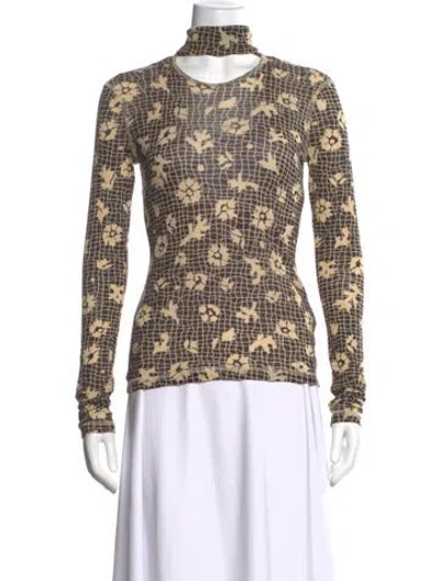 Pre-owned Nanushka Floral Print Mock Neck Top In Neutrals