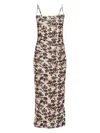 Nanushka Floral-print Ruched Dress In Neutral