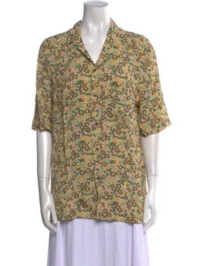 Pre-owned Nanushka Floral Print Short Sleeve Blouse In Multi