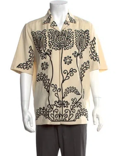 Pre-owned Nanushka Floral Print Short Sleeve Shirt In Black/neutrals