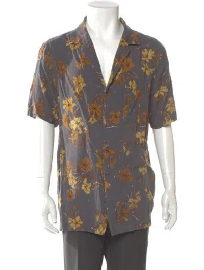 Pre-owned Nanushka Floral Print Short Sleeve Shirt In Gray